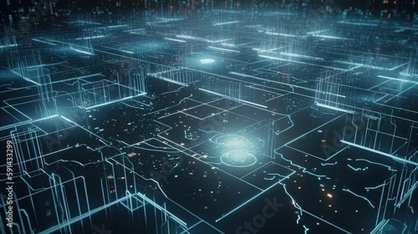 Fototapeta 3d rendering of data storage concept. Computer generated abstract background,Digital data storage concept.Generative Ai