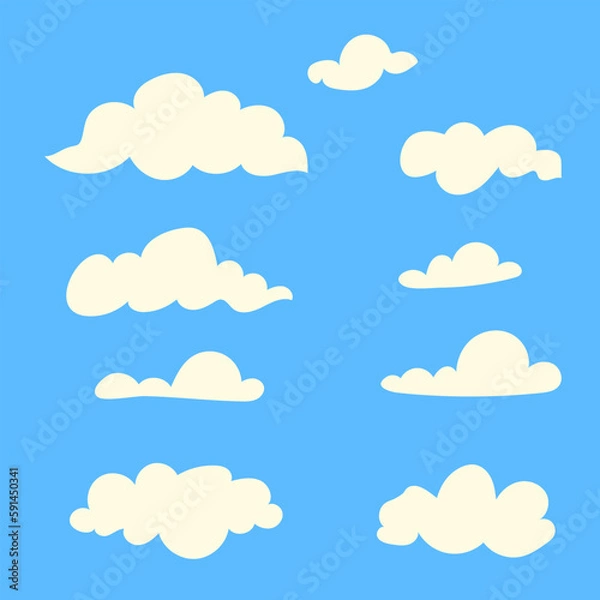 Obraz set of random hand drawn cloud illustrations