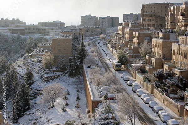 Fototapeta Snow in Jerusalem