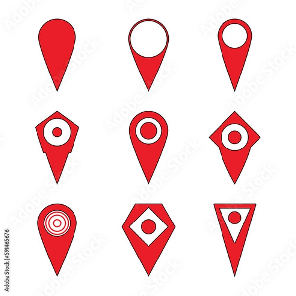 Obraz Pin location set, destination for travel and tourism, directions or guide route