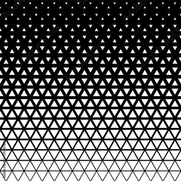 Fototapeta Black and white halftone triangles pattern. Abstract geometric gradient background. Vector illustration.