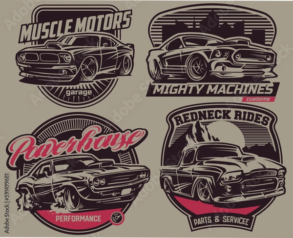 Obraz Muscle Cars. Vector logo set