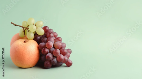 Fototapeta fruits on table with pastel color background generative ai
