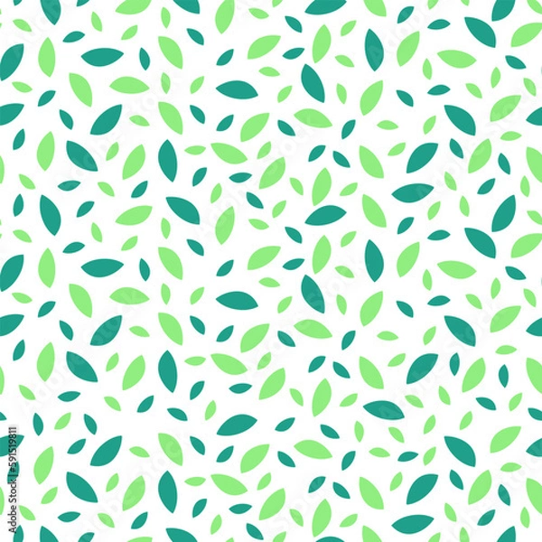 Obraz Seamless floral pattern with green leaves in naive style.