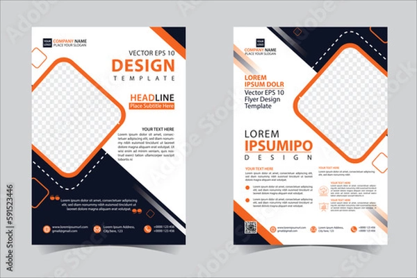 Fototapeta Orange and Black business annual report brochure flyer design template vector, Leaflet cover presentation abstract geometric background, modern publication poster magazine, layout in A4 size Free Vect