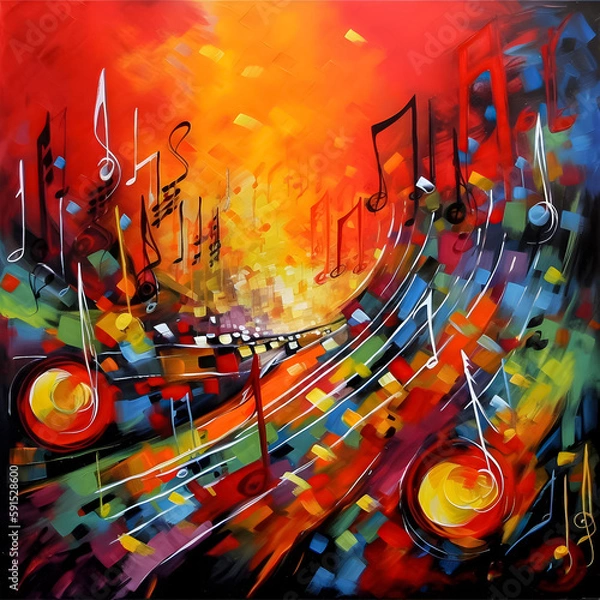 Fototapeta Abstract background with notes. Illustration. Ai generation.