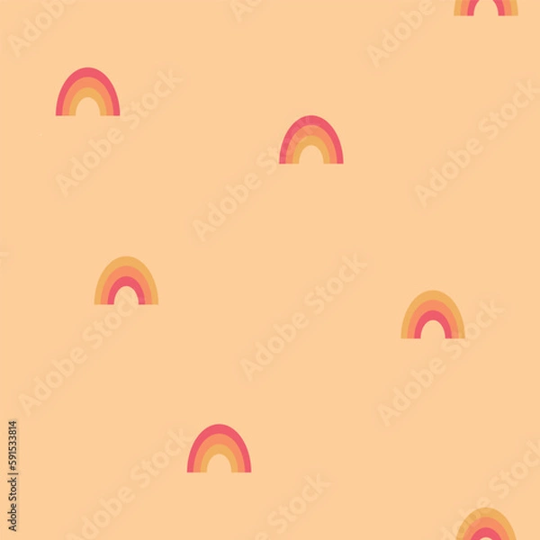 Fototapeta Vector abstract childish rainbows repeating pattern background.
