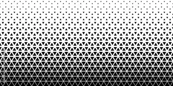 Fototapeta Black and white halftone triangles pattern. Abstract geometric gradient background. Vector illustration.