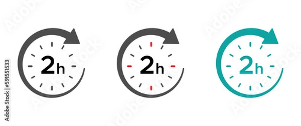 Fototapeta Two hours round icons with arrow vector set