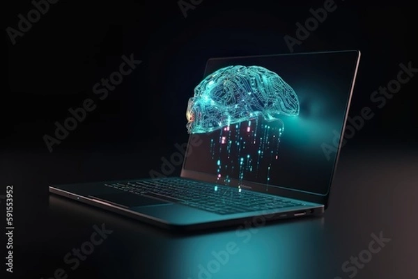 Obraz laptop and brain