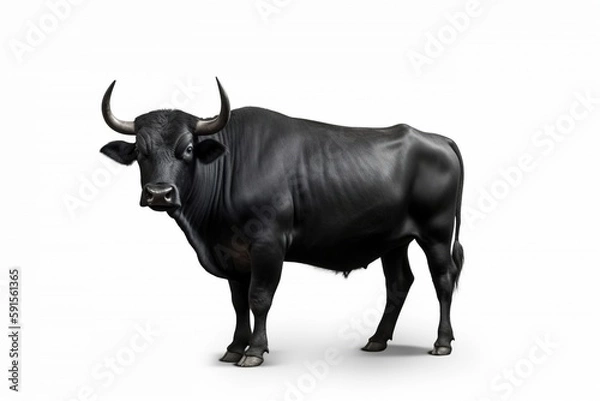 Fototapeta black bull isolated on white