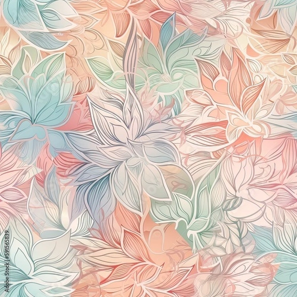 Fototapeta Playful and modern floral seamless pattern, featuring bold and geometric shapes that add a trendy and edgy touch to any project.