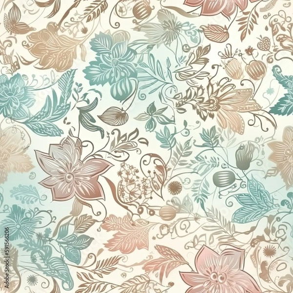 Obraz Playful and modern floral seamless pattern, featuring bold and geometric shapes that add a trendy and edgy touch to any project.