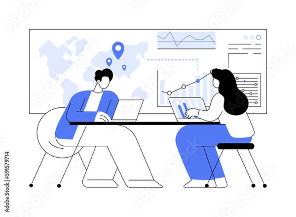 Obraz Climate data share and use abstract concept vector illustration.