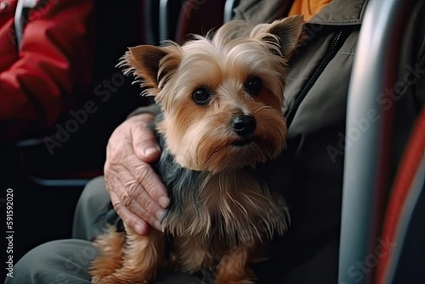 Obraz dog in public transport, generative ai