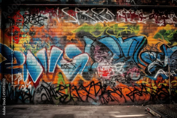 Fototapeta graffiti on the wall created with Generative AI technology