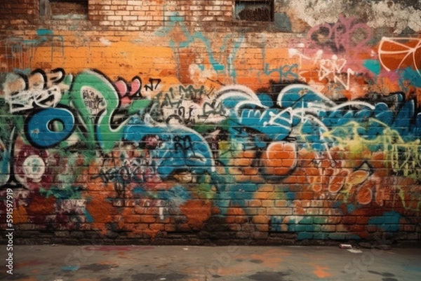 Fototapeta graffiti on the wall created with Generative AI technology