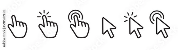 Fototapeta Set of Cursor icons click, vector icons. Mouse click cursor set. Cursor icon. Vector illustration.