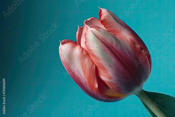 Fototapeta red tulips on clean background created with Generative AI technology