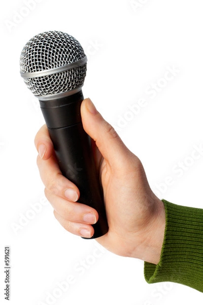 Fototapeta holding a microphone
