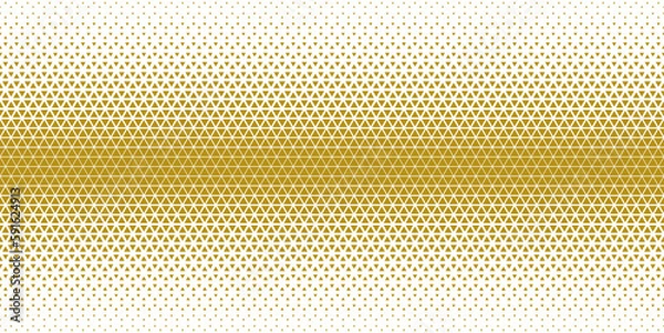 Fototapeta Gold white halftone triangles pattern. Abstract geometric gradient background. Vector illustration.