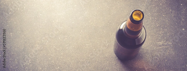 Obraz Beer bottle on dark table