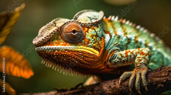 Fototapeta Colorful  Chameleon. Generative AI