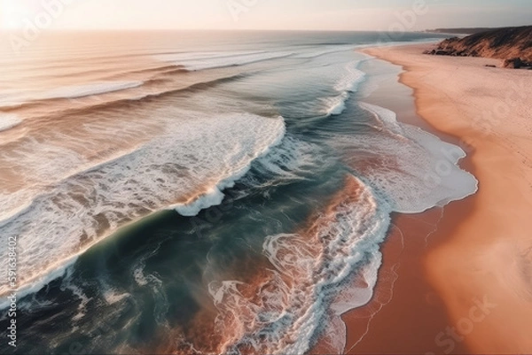 Fototapeta beach and sea created with Generative AI technology