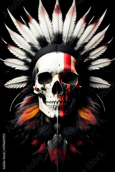 Obraz Modern indian skull screams epic art ,horror canvas art collection for decoration and interior. wall art. canvas art, wallpaper . Generative ai