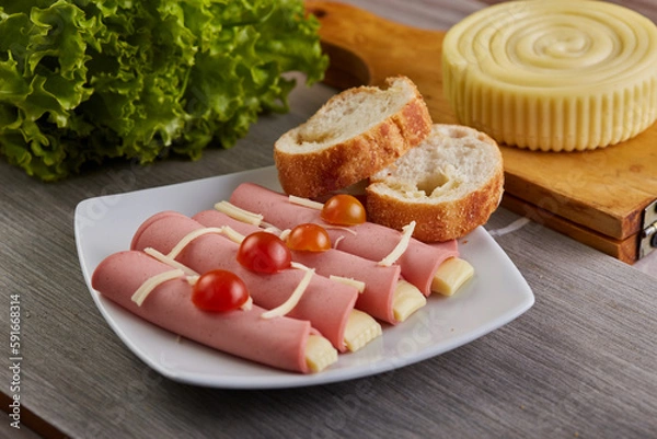 Obraz Tabla de quesos y jamones