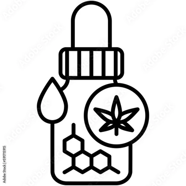 Fototapeta cbd oil icon, line icon style, tincture concentrate drop symbol vector stock.