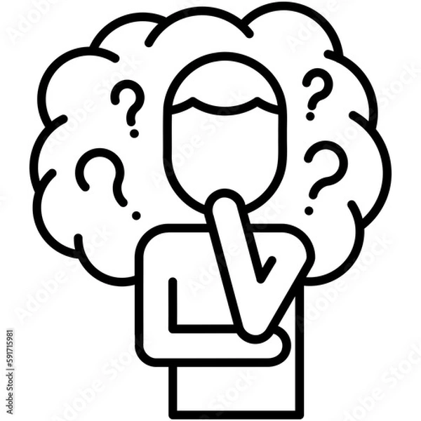 Fototapeta think icon, line icon style, solve problem question symbol vector stock.