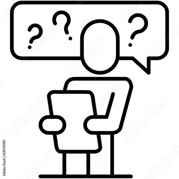 Fototapeta think icon, line icon style, solve problem question symbol vector stock.