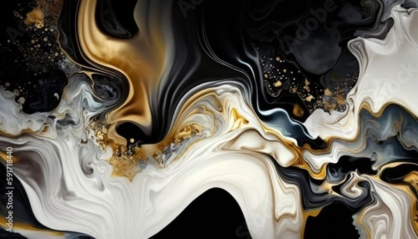 Fototapeta abstract watercolor with gradient color mix, marble like colorful, black gray and white gold flow mixed vintage trends modern luxury granite generative ai	