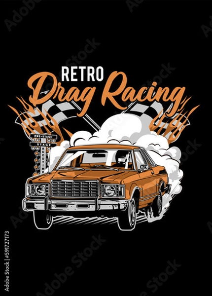 Fototapeta Retro Drag Racing
