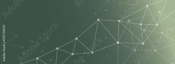 Fototapeta 緑色グラデーション背景にシナプスと化学式をイメージした幾何学模様で描かれたバナー用ベクター画像