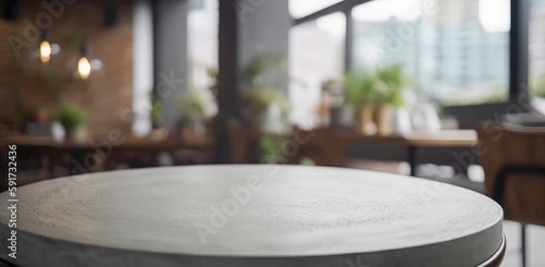 Fototapeta Empty beautiful round wood table  top counter on  interior in clean and bright with shadow background, Ready,white background, for product montage..