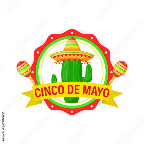 Fototapeta Vector illustration of Cinco de Mayo greeting, social media feed design cover banner post flyer poster background 