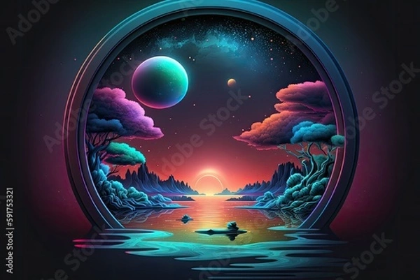 Fototapeta man levitating on water in a serene setting. Generative AI