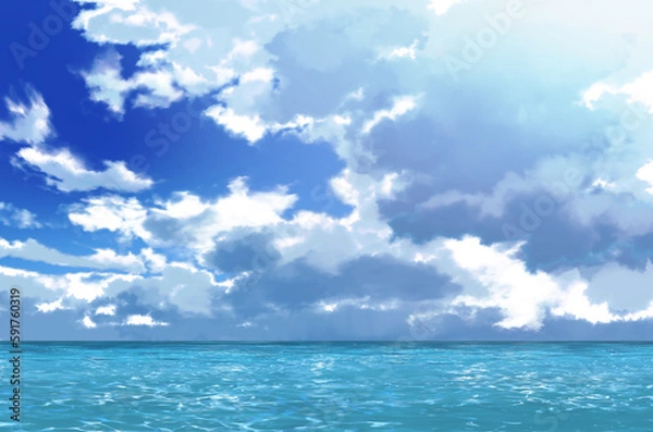 Obraz 青空と海　背景イラスト
