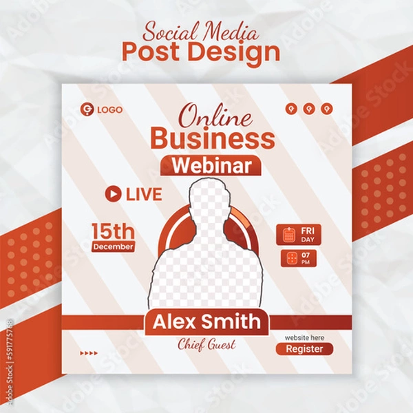 Obraz Digital marketing online business live streaming webinar and corporate conference social media post banner template for marketing agency flyer with creative layout style and business post card vector