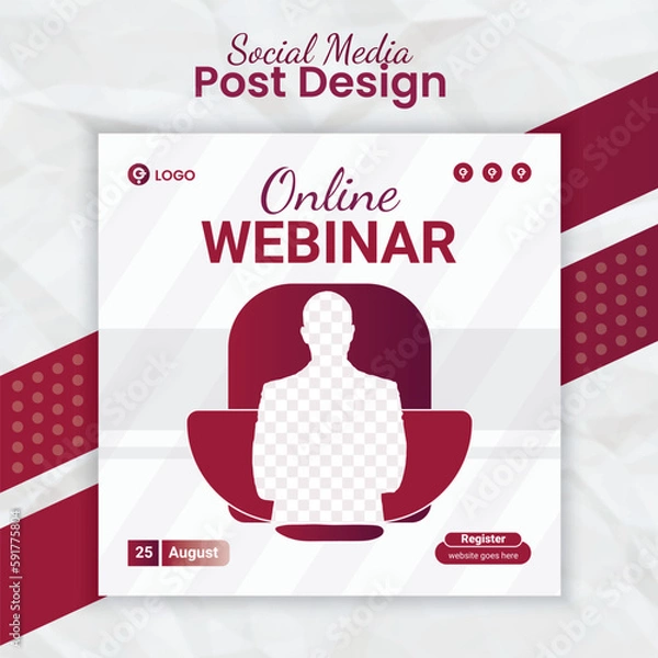 Obraz Digital marketing online business live streaming webinar and corporate conference social media post banner template for marketing agency flyer with creative layout style and business post card vector