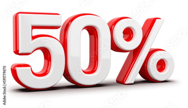 Obraz 3d Number 50 Percent Red