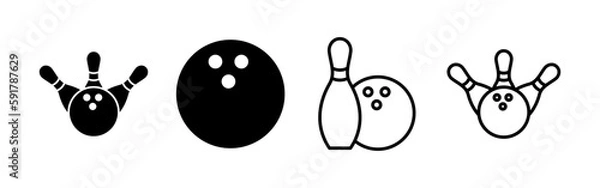 Fototapeta Bowling icon vector for web and mobile app. bowling ball and pin sign and symbol.