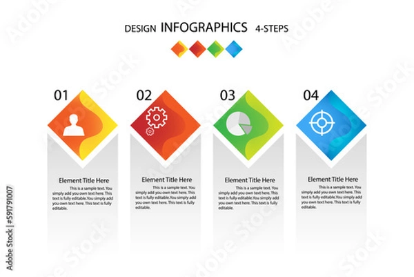 Fototapeta Vector infographic design template with icon business 4step.