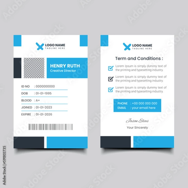 Obraz Front and back id badge template