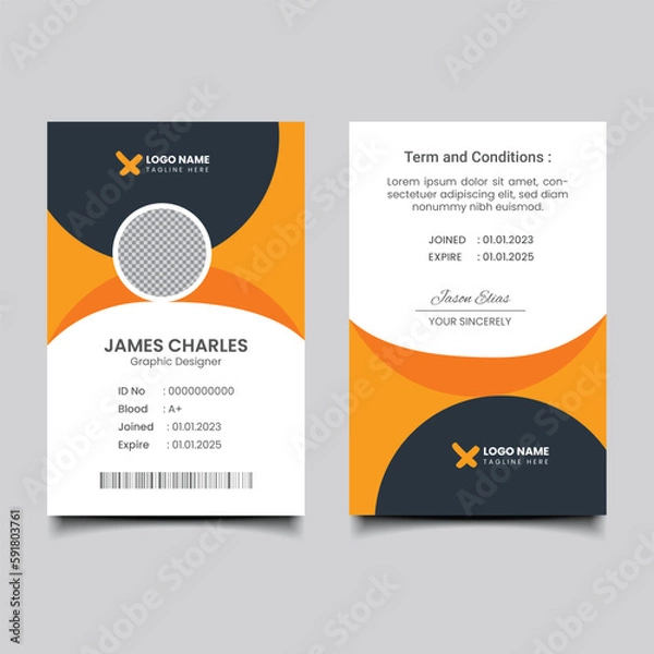 Fototapeta Front and back id badge template
