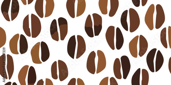 Fototapeta Vector seamless brown coffee beans. Simple vector pattern for coffee shops, for print and interior. Cafe pattern.