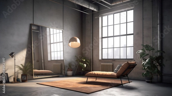 Obraz living room with flowers in vase and elegant personal accessories. generative ai.