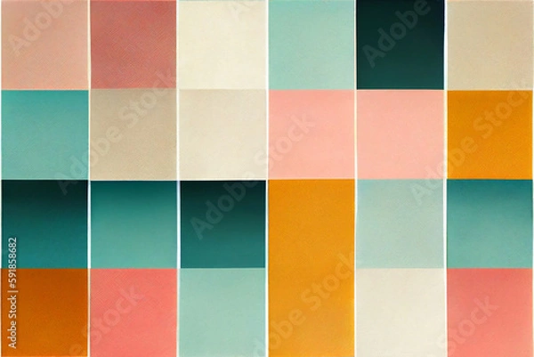Fototapeta Background in 60s, 70s, 80s style. Wallpaper or poster blank. Geometric pattern